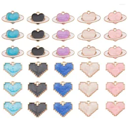 Charms 80pcs/box Alloy Enamel Colourful Love Heart Pendant For DIY Jewelry Making Necklace Earrings Supplies