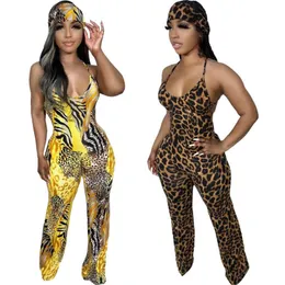 Abbigliamento donna Designer Tuta Zipper Onesies 2023 New Leopard Print Ladies Sling Body senza maniche Pagliaccetti con foulard