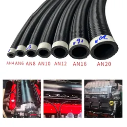 Hoses 1M/3M AN6 AN8 AN10 AN12 Braided Fuel Oil Line Nylon Stainless Steel Gasoline Brake Cooler Pipe 230414