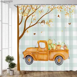 Shower Curtains Shower Curtain Set Autumn Forest Landscape Leaves Fabric Decor Bath Curtain Thanksgiving Scenery Harvest R231114