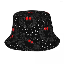 Berretti Mothman Night Soprannaturale Cappelli a secchiello per uomo Donna Vocazione Cappello da campo Elegante pieghevole Cappellino da pesca per escursionismo Copricapo