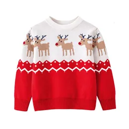 Ställer in barnkläder Autumn and Winter Boys and Girls Christmas Sweater Cartoon Elk Kinted tröja 231114