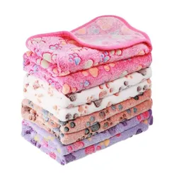 Coperte all'ingrosso Coperta per cani Coperte per animali domestici Modello con stampa della zampa In pile Gatto Extra morbidezza Soffice Leggero Lavabile 0511 Consegna a goccia Dhz3P