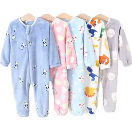 Pyjamas baby pyjamas för pojkar flickor tjock varm pyjama höst barn flanell onesies jumpsuits vinter barn tecknad filt sömnkläder 231113