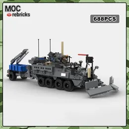 Bloki MOC162080 Us Wsparcie inżynierii armii amerykańskiej Wsparcie Building Blud Building M1257A1 Model Model Technology Prezenty z cegiełki 231114