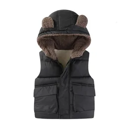 Waistcoat ärmlös Hooded Girls 'Jacket Autumn and Winter Thick Warm Vest Children's Baby Coat 16 Years Down 231113