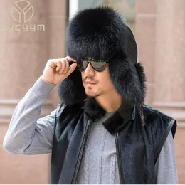 Traper Hats Winter Men's 100% prawdziwy srebrny lis fur