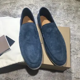 LP Piana Couples Shoes Summer Walk Charms Empolished Suede Loafers äkta läder Casual Slip på lägenheter för män Luxur Designer Flat Dress Shoe Factory Factory Factorwear