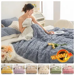Blankets LELLEN Warm Winter Blanket Fluffy Plaid Bed Blanket Soft Thick Throw Blankets Double Duvet Fleece Bed Cover Bedspread On The Bed 231113