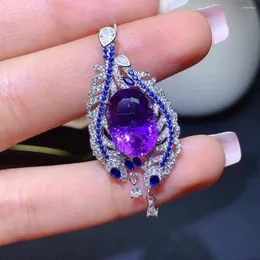 Halsketten mit Anhänger, Engelskette mit eingelegtem, geheimnisvollem, violettem, tiefem Edelstein, geeignet für Damenschmuck, Elizabeth Taylor Eye