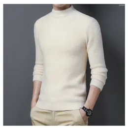 Camisolas masculinas inverno casual gola alta pulôver engrossado quente cor sólida pele de vison masculino veludo térmico tricô camisola