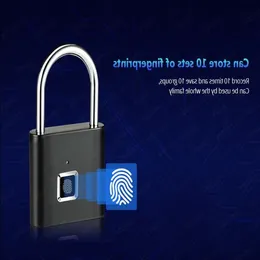 FreeShipping Keyless USB Rechargeable Door Lock Fingerprint Smart Padlock Quick Unlock Zinc alloy Metal Self Developing Chip Fcrkc