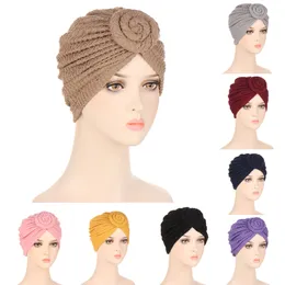 Женщины с твердым цветом выпадения волос турбанская шкафа мусульманская шляпа капот узел узел для головных аксессуаров для волос