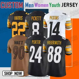 24 Joey Porter Jr. Football Jersey 8 Kenny Pickett 22 Najee Harris 90 T.J. وات 14 جورج بيكينز 88 بات فرييرموث تي جيه كاميرون هيوارد بيتسبيرغ ستيلرز أليكس هايسميث