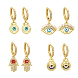 Hoop Huggie VoLeaf Monicel Evil Evil Earrings أقراط للنساء 18K الذهب المطلي بالشيطان اليوناني اليونانية المجوهرات التركية Girls Vea105 Drop Delive Dhgdl