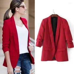 Kadın takım elbise bahar kadın iş takım elbise gündelik uzun kolu ince büyük büyüklükte kırmızı fit blazer feminino bayanlar ofis giyim