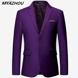 Herrjackor Nya Li Luxury Men's Blazer Stor storlek 6xl Slim Solid Color Jacket Fashion Business Banket Wedding Dress Jacket S-6XLL231115