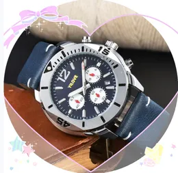 Famosi orologi di design con movimento al quarzo automatico Cinturino in pelle marrone nero Quadrante a tre occhi Abito presidenziale Orologio da uomo d'affari cool Bracciale casual