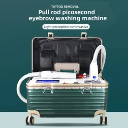 2024 Newest Trolly Box Picosecond Laser Beauty Machine for Tattoo Removal Eyebrow Washing Anti-pigment Carbon Peeling Skin Tone Improve Device with 5 Probes