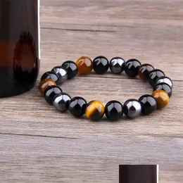 Charm Bracelets Voleaf Natural Stone Bracelet Beaded Bracelets For Men Tiger Eye Beads Jewellery Vbr116 Drop Delivery Jewelry Bracelet Dhmdz