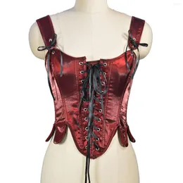 여자 셰이퍼 레이스 up bustiers vest with strap slimming body shaper outwear women 's brocade overbust corset