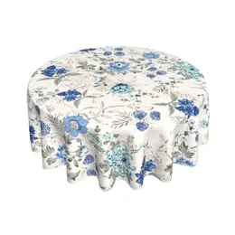 Bordduk Spring Summer Floral Tracloth Farterfly Bird Flower TablecoLTH 60 Inch Round Table Clothes Winter French Blue and Grey 231115