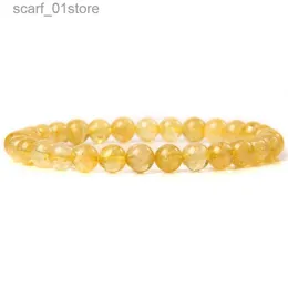 Kedja högkvalitativa citrines pärlor armband för kvinnor män aaa klass gul kvarts kristallsten armband 6 8 mm stretch armbanden smycken231115