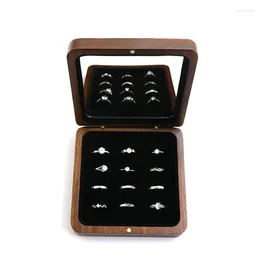 Bolsas de jóias rústicas porta anel de casamento caixa personalizada proposta de noivado presentes de corte de madeira presente