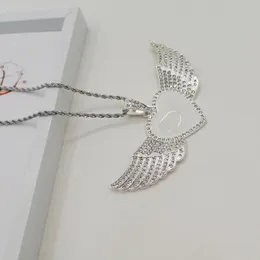 Pendant Necklaces Winged Necklace Heart-Shaped Pendant Heat Transfer Sublimation Blank Necklace 15pcs/Lot 231115