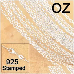 Correntes 1mm 925 Sterling Sier Chains Jóias DIY Moda Mulheres Presentes Rolo Link Chain Colares com Fechos de Lagosta Selo 16 18 Drop Del Dh59N