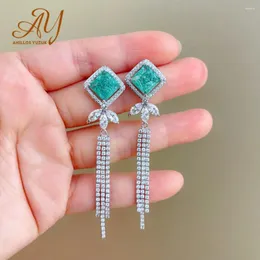 Brincos pendurados anillos yuzuk lindo verde cz casamento para mulheres brilhante zircônia cúbica noivado joias da moda