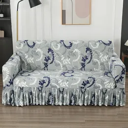 Stol täcker tryckt soffa täcker stretch soffa mönstrade slipcovers med kjol tvättbar spandex möbler skydd för vardagsrum 231115
