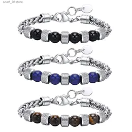 チェーンMprainbow Men Bead Chain Bracelets for Christmas Birtay Gifts for Dad夫息子