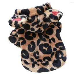 Dog Apparel Pet Sweatshirt Love Embroidery Leopard Print Puppy Winter Two-legged Clothing For Daily Wear