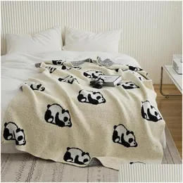 Одеяла из пряжи с перьями панды, утепленное теплое одеяло для кровати, дивана, мягкая кожа, теплое одеяло, декор комнаты 130X160 см, Прямая доставка Dhrrx