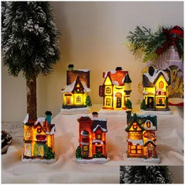 Decorazioni natalizie Decorazioni natalizie Light House Kerstdorp Village Per la casa Regali di Natale Ornamenti Anno Natale Navidad Noel 22112 Dh36C