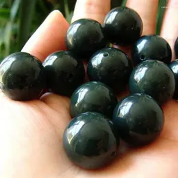 أحجار كريمة فضفاضة الصف A Hetian Jades Green Nephrite Round Beads لصنع المجوهر