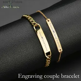 Chain Nextvance Customized Engraving Nameplate Couple Bracelet Stainless Steel Chain Id Tag Bracelets For r Valentines Day GiftL231115