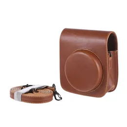 Akcesoria worka na kamerę Vintage PU Camera Case Bag Okładka ochraniacza z paskiem do Fujifilm Instax Mini 90 Instant Film Camera Black Brown Marka 231114