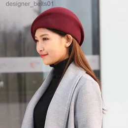 Berets Japonês e Coreano 100% Austrália Lã Cloche Hat Irregular Newsboy Cap Lady Chic Boinas Mulheres Pillbox Caps Fedora HatsL231115