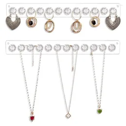 Jewelry Pouches Necklace Hangers Acrylic Necklaces Holder Wall Mounted Organizer Hanging With 12 Diamond Shape Hooks Use