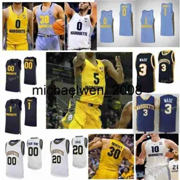 Mich28 NCAA College Marquette Golden Eagles Basketball Jersey 2 Sacar Anim 21 Joseph Chartouny Terrell Brown 22 Joey Hauser Custom Stitched