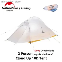 Tält och skydd NatureHike uppgraderade Cloud Up 2 Ultralight Tent 20D Tyg Camping Tents för 2 personer med gratis MAT NH17T001-T Q231117