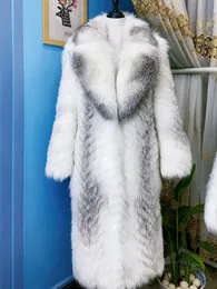 Women's Fur Faux Annsirgra 100 äkta jacka xlong äkta kappa med stor vändningskrage varm snygg modeöverrock 231114