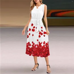 Casual Dresses Dress Maternity Women Print Summer Boho Wrap O Neck Sleeveless Party Flowy Pleated A Line Mother Of Bride