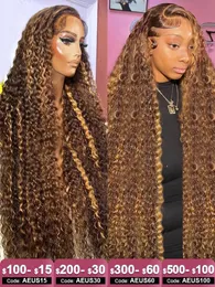 Synthetic s Highlight Ombre Curly 7x5 Glueless Human Hair Ready To Wear Bleached Knots 427 Deep Wave 13x4 Lace Front For Women Pre Cut 231114