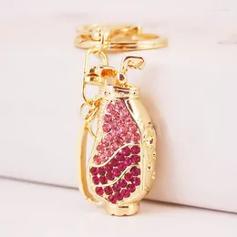 Anahtarlıklar Coloful Rhinestone Crystal Alaşım Kapak Golf Çantası Anahtarlık Kadın Çanta Aksesuarları Spor Metal Anahtar Teyp Mücevher Anahtar Tutucu