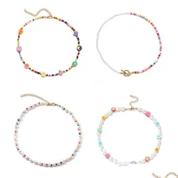 Beaded Necklaces Colorf Beads Fruit Necklaces For Women Boho Handmade Beaded Cute Lemon Stberry Grape Choker Girls Gift Jewelry Vne135 Dhu1U