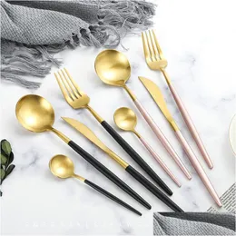 Flatware Sets High Quality Sliver Gold Dinnerware Stainless Steel Fork Spoons Knife For Everyday Use Or Travel Wholesale Lx2202 Drop Dhqlg