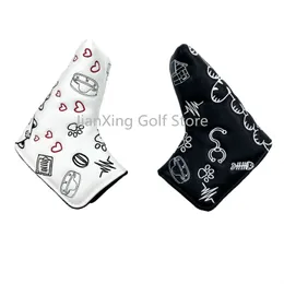 Other Golf Products Heart shaped kitten pattern L shaped Club Blade Putter Covers Magnet Closed Styles PU Leather 231115